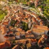 Aerial shot of Bale surrounded by greenery under the sunlight in Croatia