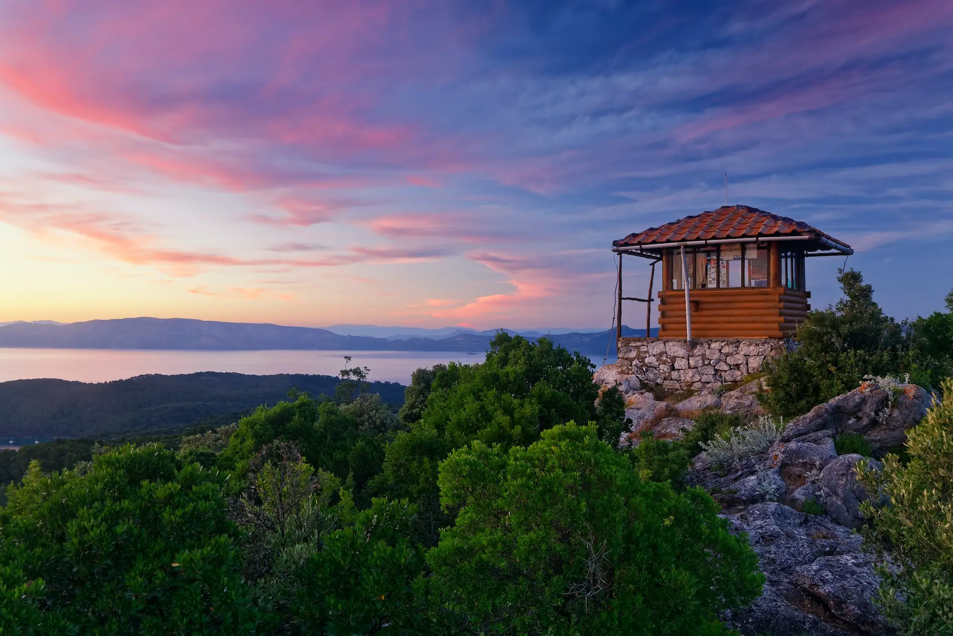 Croatia, Dalmatia, Dubrovnik-Neretva, Mljet Island, National Park Mljet, viewpoint Montokuc