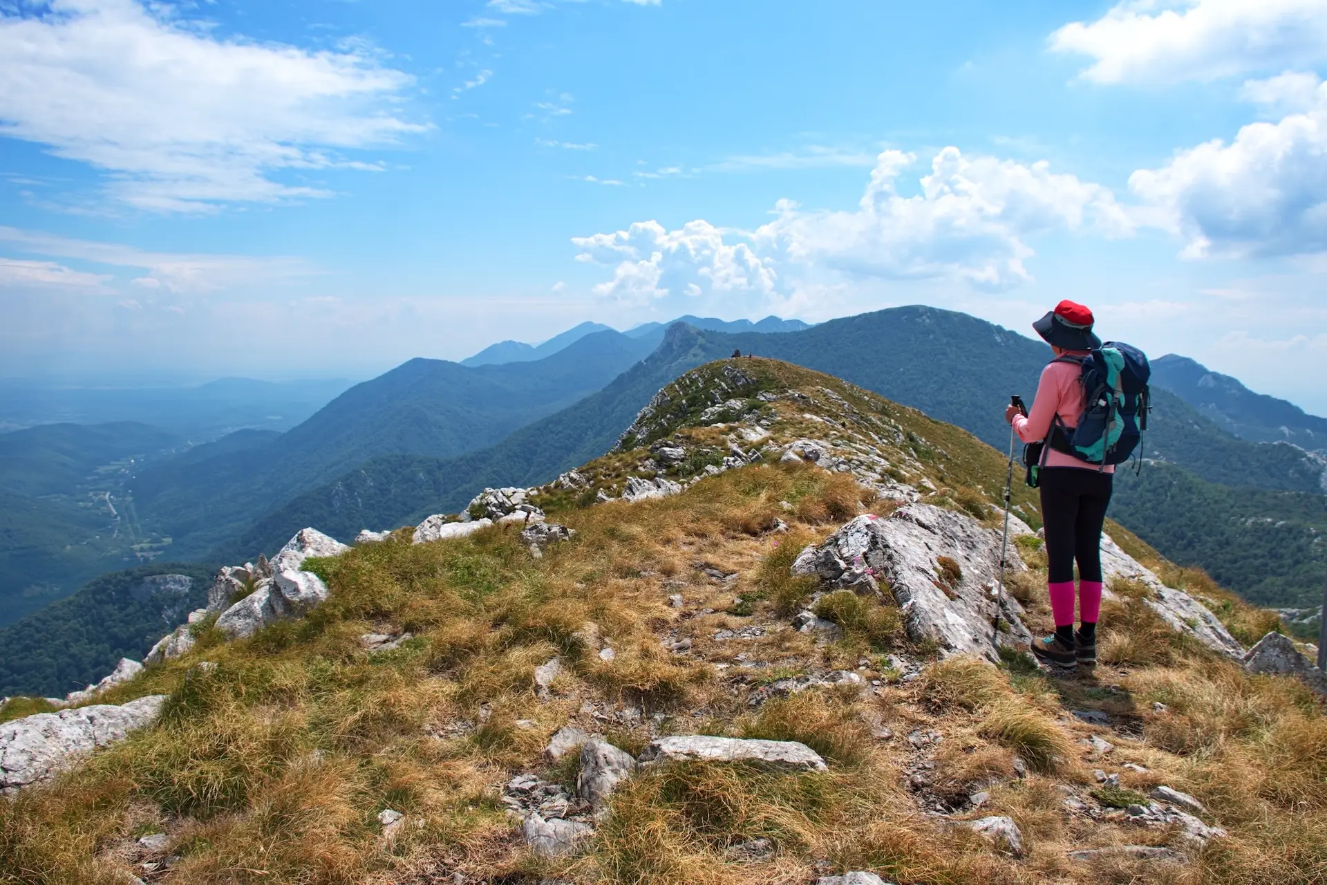 Senior woman hiking in Velebit mountain, Croatia