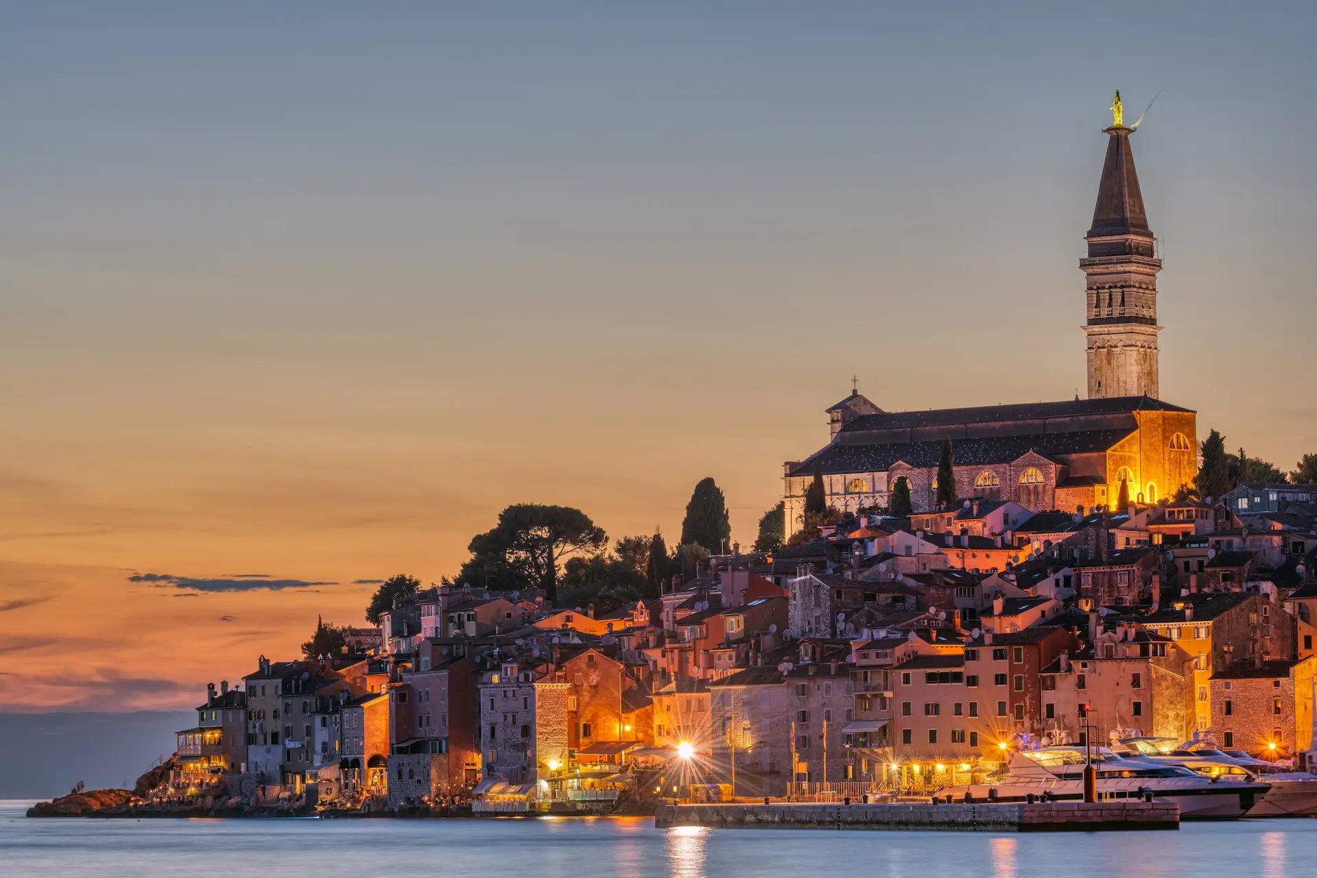 View to the beautiful old town of Rovinj