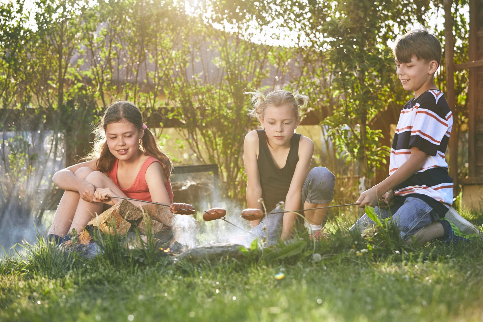 Children enjoy campfire