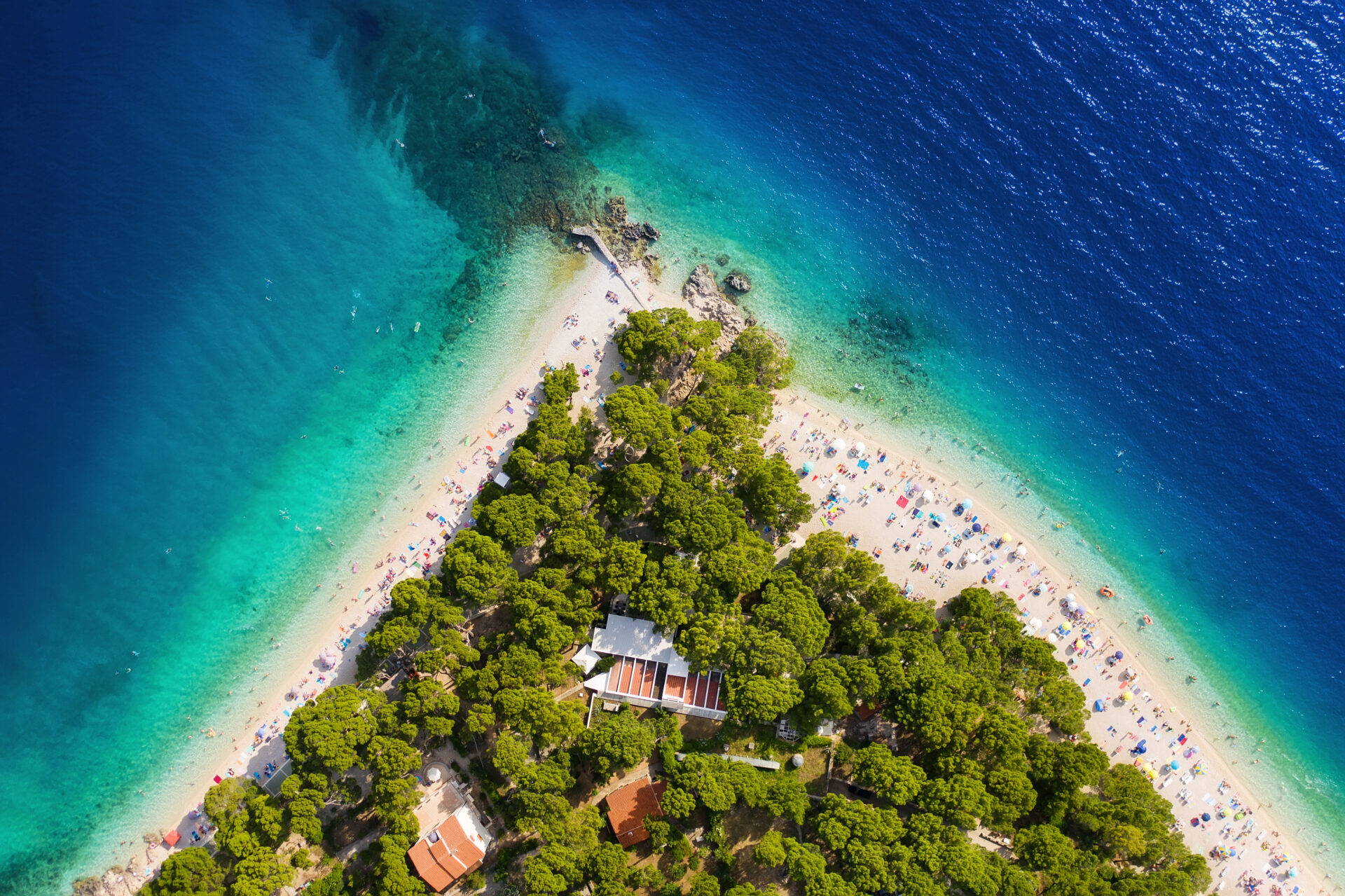 Beach and boats as a background. Croatian seascape